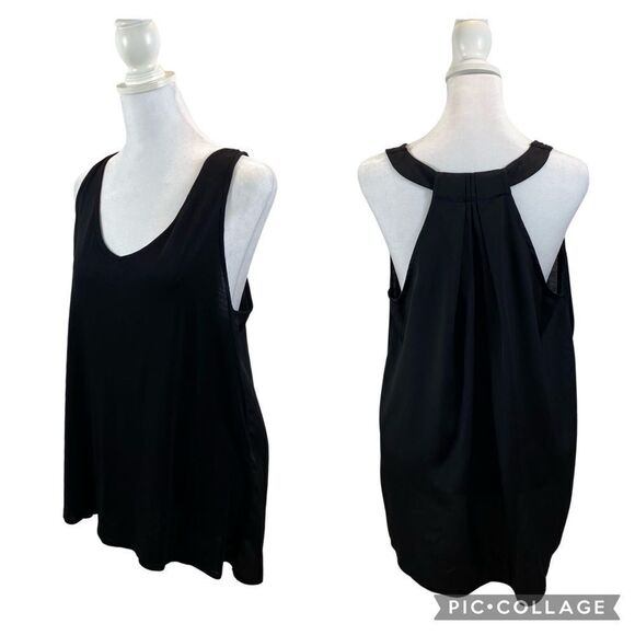 Halogen Brand Medium Black Sleeveless Mixed Media Blouse - Picture 1 of 10